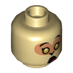 LEGO part 3626cpr3425 Minifig Head Monkey King, Gold Eyes, Open Mouth, Surprised Print in Brick Yellow/ Tan