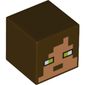 Minifig Head Special, Cube with Pixelated Medium Nougat Face, Lime Eyes Print