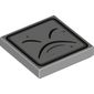 Tile 2 x 2 with Black Curved Lines and Border Print (Thwimp Face)