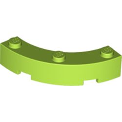 LEGO part 48092 Brick Round Corner 4 x 4 Macaroni Wide with 3 Studs in Bright Yellowish Green/ Lime
