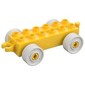 Duplo Car Base 2 x 6 with Fake Bolts, Open Hitch End and White Wheels