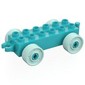 Duplo Car Base 2 x 6 with Fake Bolts, Open Hitch End and Light Aqua Wheels