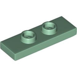 LEGO part  Plate Special 1 x 3 with 2 Studs with Groove and Inside Stud Holder (Jumper) in Sand Green