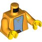Torso Jacket Over Light Blue Undershirt Print, Bright Light Orange Arms, Yellow Hands