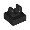Black Tile Special 1 x 1 with Clip with Rounded Edges
