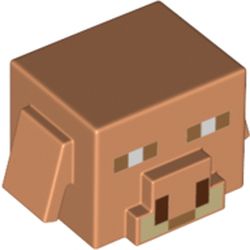 LEGO part 76986pr0001 Minifig Head Special, Cube Hog with Dark Tan Snout, Eyes print in Nougat