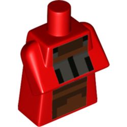 LEGO part 25767pr0011 Torso Special, Long with Folded Arms with Pixelated Black, Gray, and Brown Squares Print in Bright Red/ Red