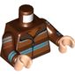 Torso Jacket with Dark Orange/Medium Azure/White Striped Sweater, Zipper, and Fur Print, Reddish Brown Arms, Light Nougat Hands