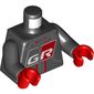 Torso Racing Jacket, Red Trim and White 'GR' Print, Black Arms, Red Hands