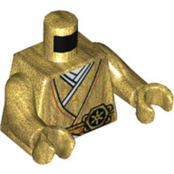 LEGO part  Torso Robes with Belt Print, Pearl Gold Arms and Hands in Warm Gold/ Pearl Gold