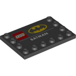 Plate Special 4 x 6 with Studs on 3 Edges with 'LEGO BATMAN' and Batman Logo Print