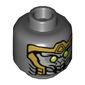 Minifig Head Chitauri, Gold Armor, Lime Eyes, Large Open Mouth with Teeth Print
