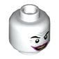 Minifig Head Joker, Gray Wrinkles and Moustache, Dark Pink Lips, Wide Grin / Sad Print