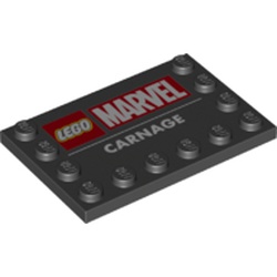 Plate Special 4 x 6 with Studs on 3 Edges and 'LEGO MARVEL CARNAGE' Print