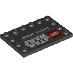 Plate Special 4 x 6 with Studs on 3 Edges with 'LEGO STAR WARS DARTH VADER' Print