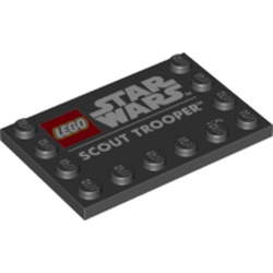 Plate Special 4 x 6 with Studs on 3 Edges with 'LEGO STAR WARS SCOUT TROOPER' Print