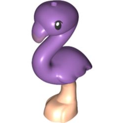 LEGO part 77364 Animal, Bird, Flamingo with Light Flesh Leg, Black Eye and Lavender Beak in Medium Lavender