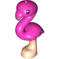 LEGO part 77367 Animal, Bird, Flamingo with Light Flesh Leg, Black Eye and Lavender Beak in Bright Purple/ Dark Pink
