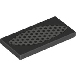 LEGO part 87079pr0287 Tile 2 x 4 with Silver Grid print in Black