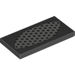 LEGO part 87079pr0286 Tile 2 x 4 with Silver Grid print in Black