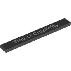 LEGO part 4162pr0095 Tile 1 x 8 with 'Tree of Creativity' print in Black