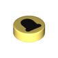 Tile Round 1 x 1 with Black Bell print