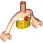 Minidoll Torso Girl with Bright Light Orange Top with Rose Print, Light Nougat Arms with Hands