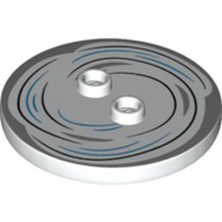 Plate Special Round 4 x 4 with 2 Studs with Black/Dark Azure Swirl/Tornado print