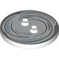Plate Special Round 4 x 4 with 2 Studs with Black/Dark Azure Swirl/Tornado print