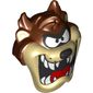 Minifig Head Special, Tan Face, Open Mouth, White Teeth, Red Tongue print (Taz)