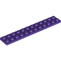 LEGO part 2445 Plate 2 x 12 in Medium Lilac/ Dark Purple