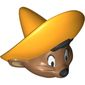 Minifig Head Special, Bright Light Orange Hat, Whiskers print (Speedy Gonzales)