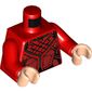 Torso Armor with Black, Silver and Dark Red Lines Print, Red Arms, Light Nougat Hands