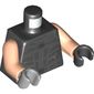 Torso, Odd Hands, Vest with Silver Lines Print, Light Nougat Arms, Left Black Hand, Right Light Bluish Gray Hand