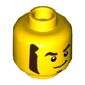Minifig Head Rocket Racer, Dark Brown Eyebrows, Goatee, and Sideburns, Smirk Print
