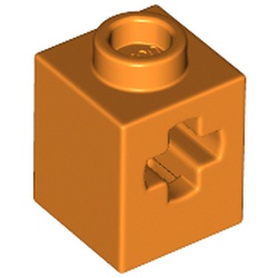 LEGO part 73230 Brick 1 x 1 with Axle Hole in Bright Orange/ Orange