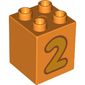 Duplo Brick 2 x 2 x 2 with Yellow '2' Print