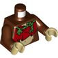 Torso Tunic, Red with Green Vine Strap, Bare Midriff with Monkey Stomach Print, Reddish Brown Arms, Tan Hands