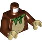 Torso Fur Monkey Stomach with Green Neckerchief Print, Reddish Brown Arms, Tan Hands