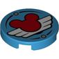 Tile Round 2 x 2 with Bottom Stud Holder and Pilot Wings with Mickey Mouse Logo Print