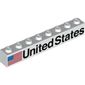Brick 1 x 8 with American Flag, 'UNITED STATES' print