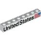 Brick 1 x 8 with Reversed American Flag, 'UNITED STATES' print
