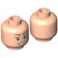 Minifig Head Gladys, Eyelashes, Dark Tan Lips, Open Mouth Smile Print