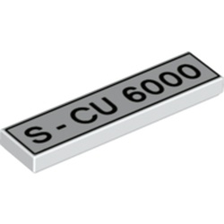 LEGO part 2431pr0166 Tile 1 x 4 with 'S-CU 6000' print in White