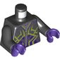 Torso Jacket with Zipper, Dark Purple Detailing with Lime Lines Print, Black Arms, Dark Purple Hands