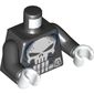 Torso Bodysuit, White Skull, Ammo Belt print (Punisher), Black Arms, White Hands