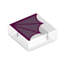 LEGO part 3070bpr0250 Tile 1 x 1 with Lavender Bat Wing Print in Transparent/ Trans-Clear