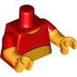 Torso, Dual Molded Arms, Bright Light Orange Neck and Stomach Print, Red Sleeves Pattern, Bright Orange Arms and Hands