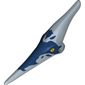 Animal Body Part, Dinosaur, Pteranodon Head with Eyes and Dark Blue Stripes Print