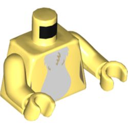 Torso White Fur Print, Bright Light Yellow Arms and Hands